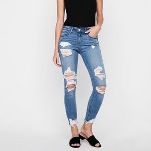 High  Rise  Ripped Ankle Leggings